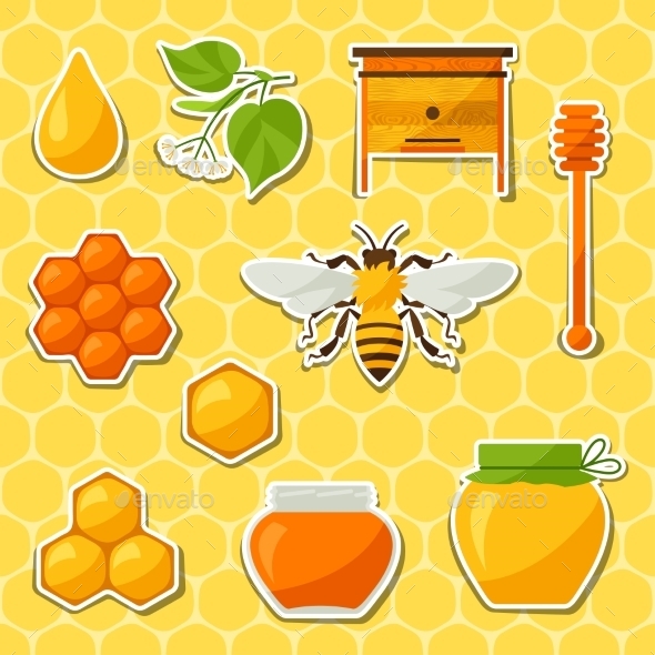 GraphicRiver Background Design with Honey and Bee Objects 11312168 GraphicRiver Background Design with Honey and Bee Objects 11312168