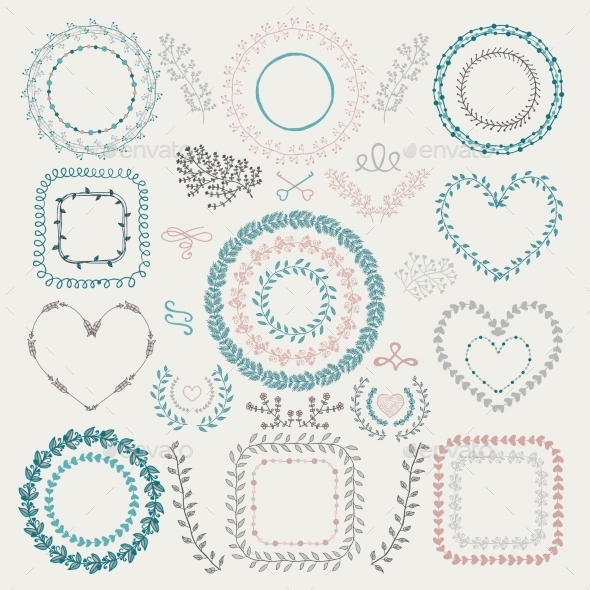 GraphicRiver Colorful Hand Drawn Floral Frames 11314045 GraphicRiver Colorful Hand Drawn Floral Frames 11314045