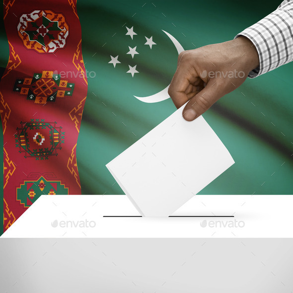 Ballot box with national flag on background series - Turkmenistan (Misc) Photo Download