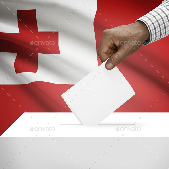 Ballot box with national flag on background series - Tonga (Misc) Photo Download