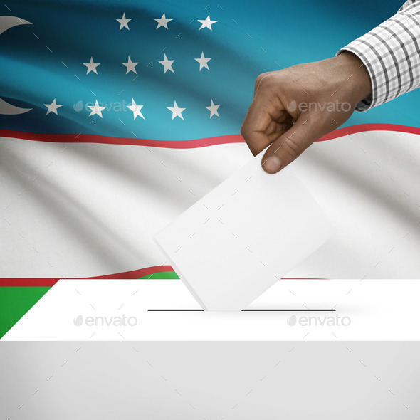 Ballot box with national flag on background series - Uzbekistan (Misc) Photo Download