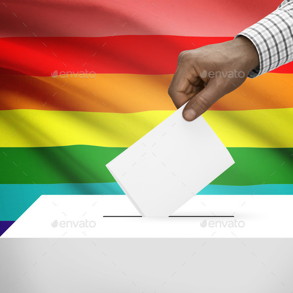 Ballot box with national flag on background series - LGBT flag (Misc) Photo Download