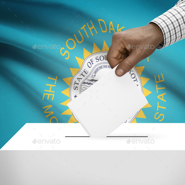 Ballot box with US state flag on background series - South Dakota (Misc) Photo Download