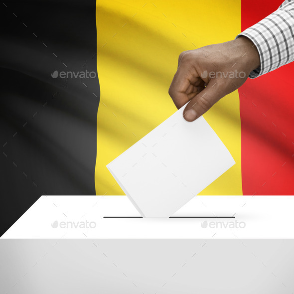 Ballot box with national flag on background series - Belgium (Misc) Photo Download