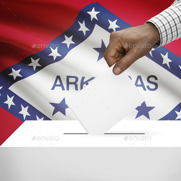 Ballot box with US state flag on background series - Arkansas (Misc) Photo Download