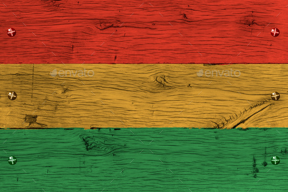 Bolivia civil flag painted old oak wood fastened (Misc) Photo Download