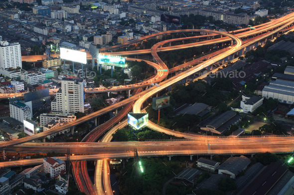 Bangkok Expressway and Highway top view, Thailand (Misc) Photo Download