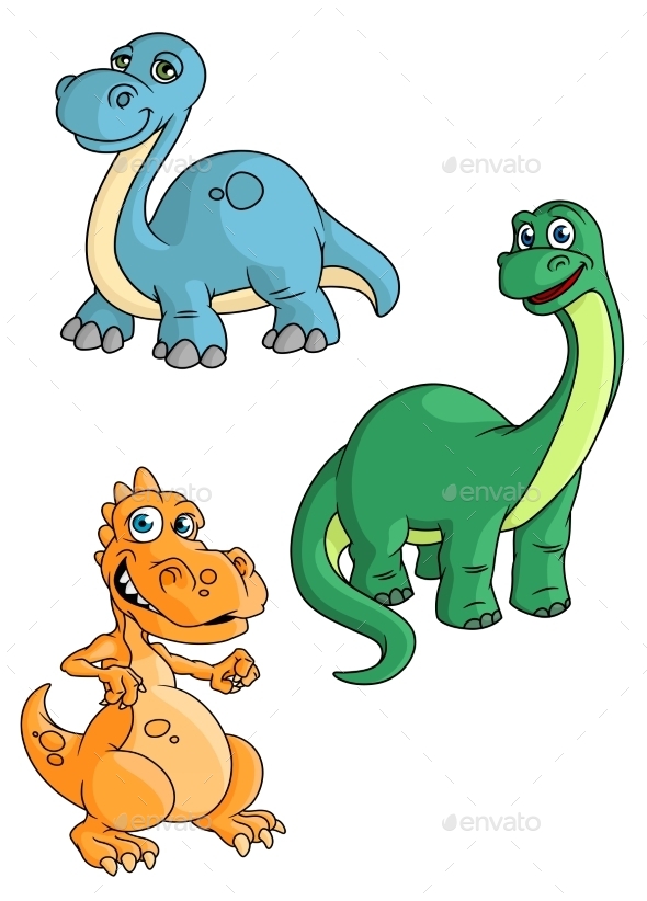 GraphicRiver Cartoon Green Blue And Orange Dinosaur 11317566 GraphicRiver Cartoon Green Blue And Orange Dinosaur 11317566