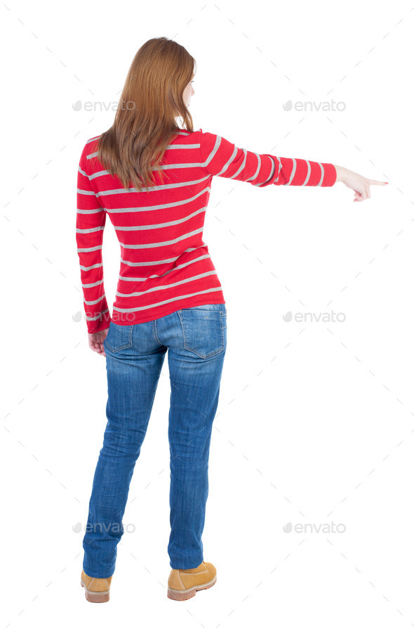 Back view of pointing woman. (Misc) Photo Download