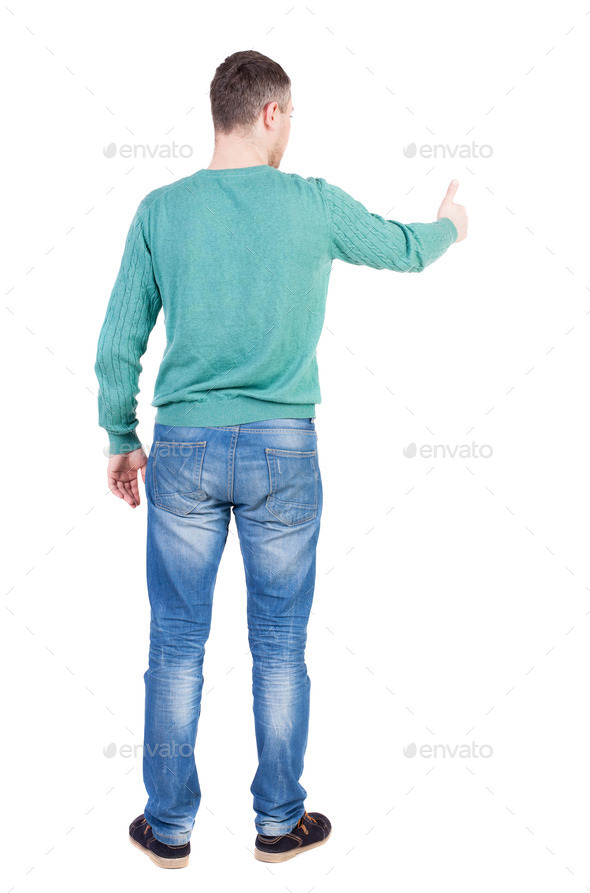 Back view of man thumbs up. (Misc) Photo Download