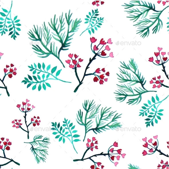 GraphicRiver Vector Leaves And Flowers Watercolor Seamless 11319372 GraphicRiver Vector Leaves And Flowers Watercolor Seamless 11319372