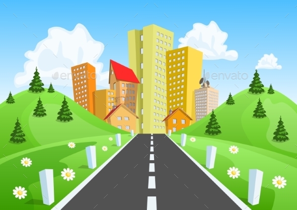 GraphicRiver Road Through The Countryside Into The City 11319914 GraphicRiver Road Through The Countryside Into The City 11319914