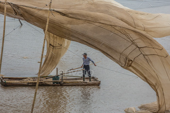 fisherman drying nets