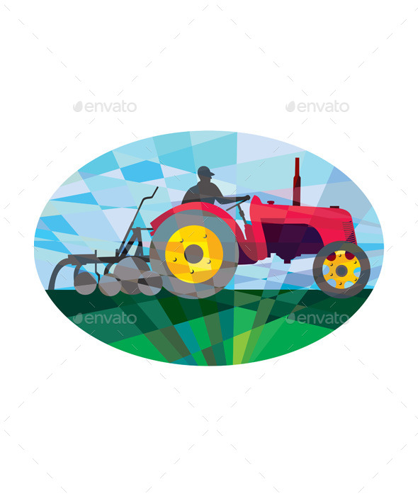 GraphicRiver Farmer Driving Vintage Farm Tractor Oval Low 11320079 GraphicRiver Farmer Driving Vintage Farm Tractor Oval Low 11320079
