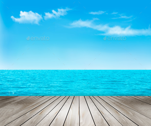 GraphicRiver Nature Background With A Wooden Deck The Sea 11317347 GraphicRiver Nature Background With A Wooden Deck The Sea 11317347
