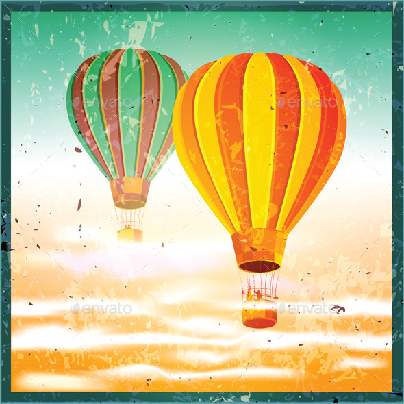 GraphicRiver Old Poster with Air Balloons 11325408 GraphicRiver Old Poster with Air Balloons 11325408