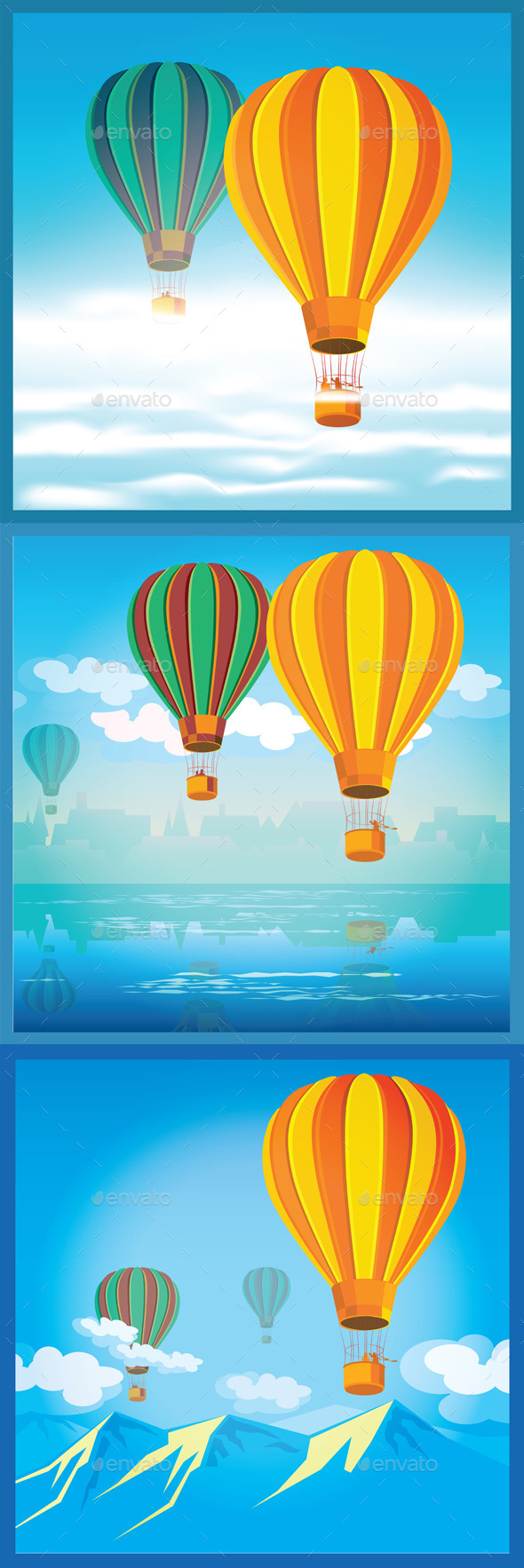 GraphicRiver Three Illustration with Air Balloons 11325538 GraphicRiver Three Illustration with Air Balloons 11325538