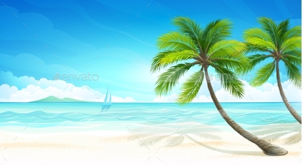 GraphicRiver Tropical Beach Vector 11327852 GraphicRiver Tropical Beach Vector 11327852