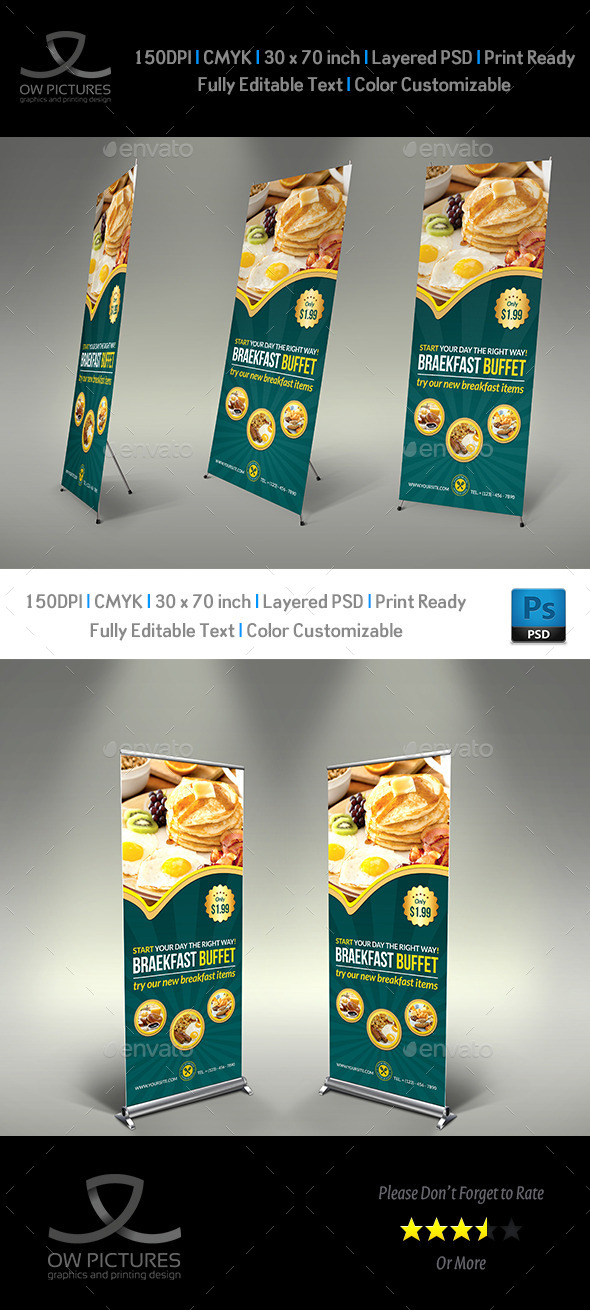 GraphicRiver Breakfast Restaurant Rollup Signage Template 11330771 GraphicRiver Breakfast Restaurant Rollup Signage Template 11330771