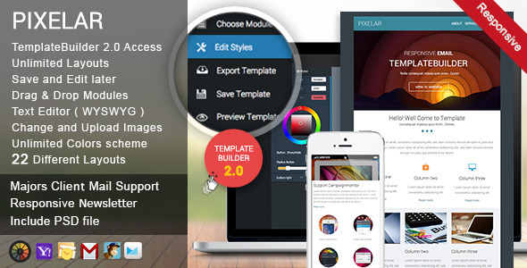 Pixelar - Responsive Email + TemplateBuilder