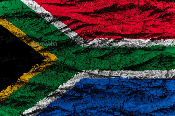 South Africa national flag painted wooden bark tree (Misc) Photo Download