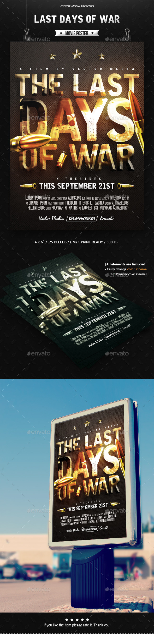 GraphicRiver Last Days of War Movie Poster 11334357 GraphicRiver Last Days of War Movie Poster 11334357