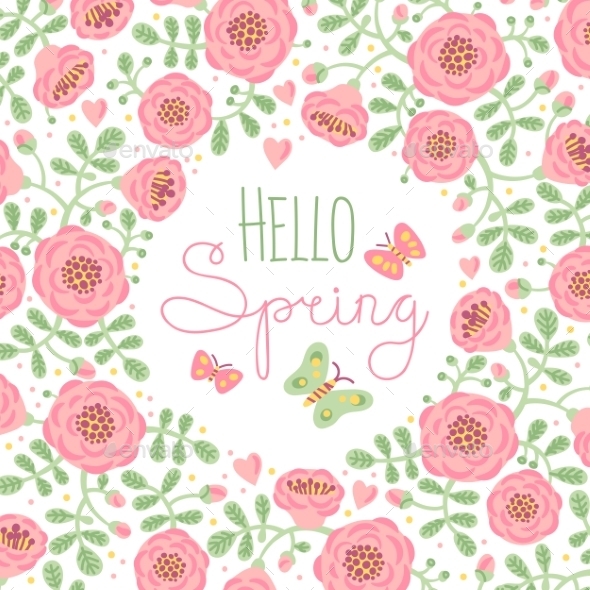 GraphicRiver Hello Spring with Flowers 11334550 GraphicRiver Hello Spring with Flowers 11334550