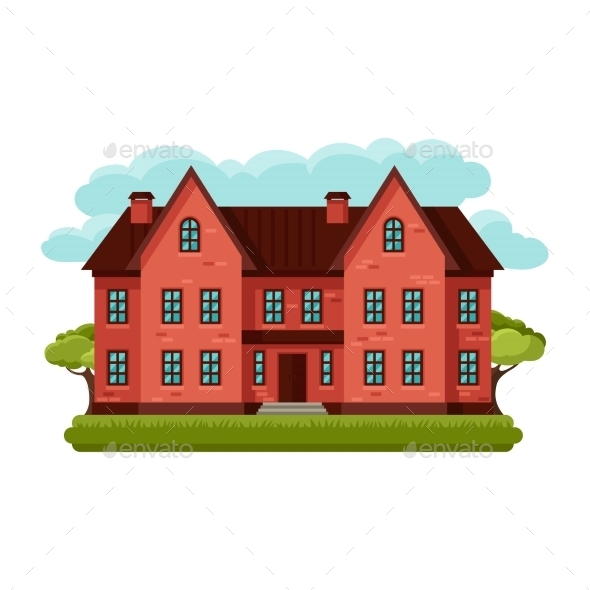 GraphicRiver Illustration Of Old Brick Cottage On Clouds 11334650 GraphicRiver Illustration Of Old Brick Cottage On Clouds 11334650