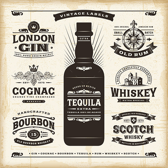 GraphicRiver Vintage Alcohol Labels Collection 11336329 GraphicRiver Vintage Alcohol Labels Collection 11336329
