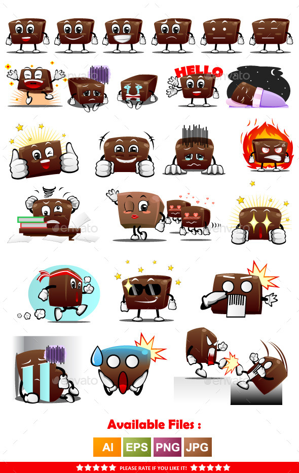 GraphicRiver Chocolate Characters Sticker 11337071 GraphicRiver Chocolate Characters Sticker 11337071