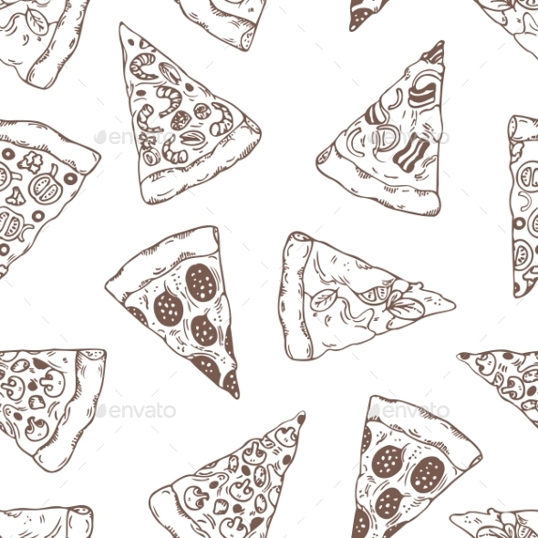 Hand Drawn Slices of Pizza Pattern (Patterns)