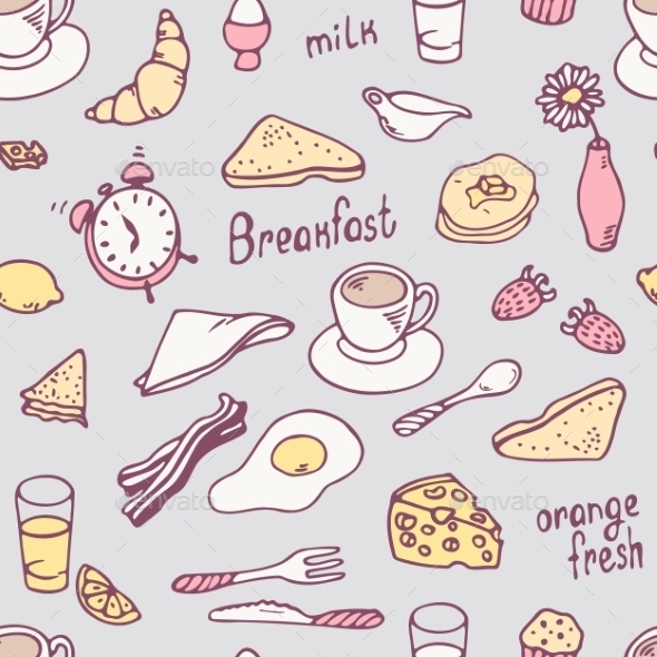 GraphicRiver Hand Drawn Breakfast Seamless Pattern 11341682 GraphicRiver Hand Drawn Breakfast Seamless Pattern 11341682