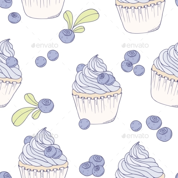 GraphicRiver Hand Drawn Blueberry Cupcake Seamless Pattern 11341697 GraphicRiver Hand Drawn Blueberry Cupcake Seamless Pattern 11341697