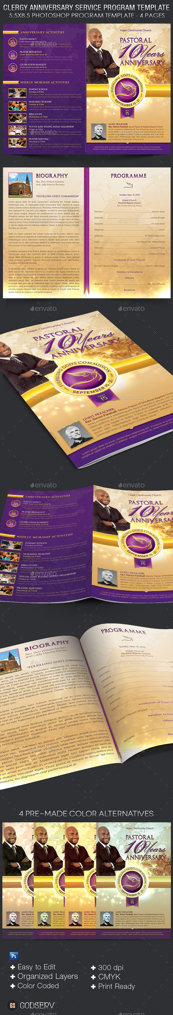 GraphicRiver Clergy Anniversary Service Program Template 11342272 GraphicRiver Clergy Anniversary Service Program Template 11342272