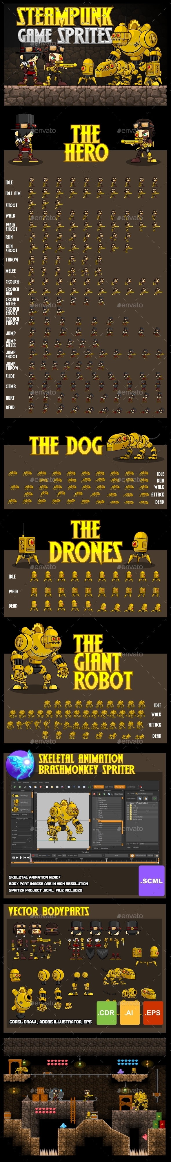 GraphicRiver Steampunk Game Sprites 11342670 GraphicRiver Steampunk Game Sprites 11342670