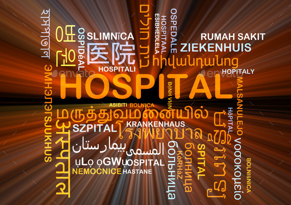 Hospital multilanguage wordcloud background concept glowing (Misc) Photo Download