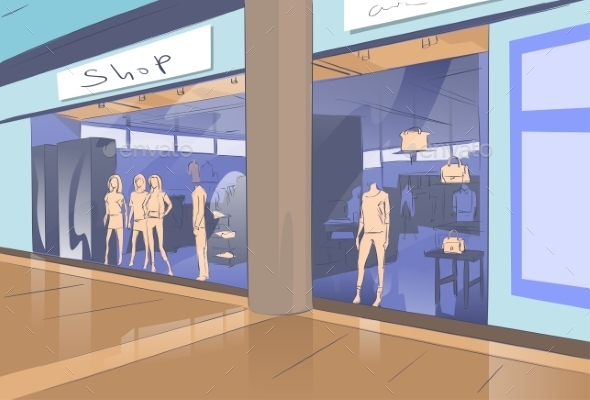 GraphicRiver Shopping Window Modern Luxury Shop In Mall Center 11350202 GraphicRiver Shopping Window Modern Luxury Shop In Mall Center 11350202