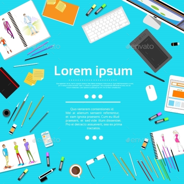 GraphicRiver Fashion Designer Workplace Desk With Copy Space 11350289 GraphicRiver Fashion Designer Workplace Desk With Copy Space 11350289