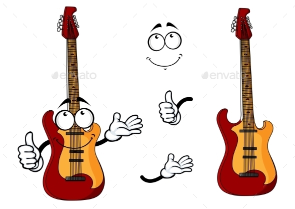 GraphicRiver Smiling Cartoon Guitar Character With Arms 11350863 GraphicRiver Smiling Cartoon Guitar Character With Arms 11350863