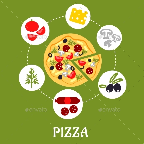 GraphicRiver Flat Pizza Infographic With Ingredients 11350908 GraphicRiver Flat Pizza Infographic With Ingredients 11350908