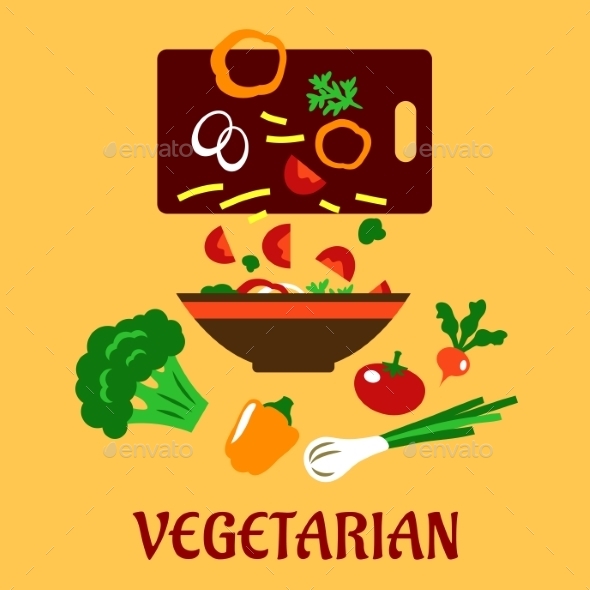 GraphicRiver Healthy Vegetarian Cuisine Flat Concept 11352260 GraphicRiver Healthy Vegetarian Cuisine Flat Concept 11352260