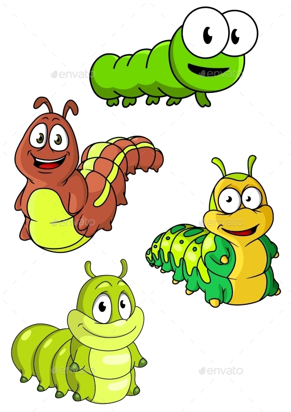GraphicRiver Cute Colorful Cartoon Caterpillars Characters 11352265 GraphicRiver Cute Colorful Cartoon Caterpillars Characters 11352265