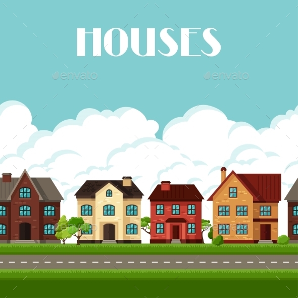 GraphicRiver Town Seamless Border With Cottages And Houses 11353423 GraphicRiver Town Seamless Border With Cottages And Houses 11353423
