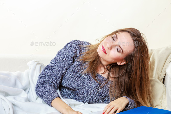 Woman taking power nap after lunch