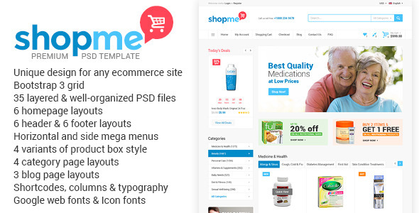 ShopMe - Ecommerce Multipurpose PSD Template