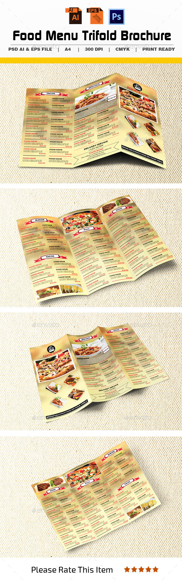 GraphicRiver Food Menu Trifold Brochure 11297162 GraphicRiver Food Menu Trifold Brochure 11297162