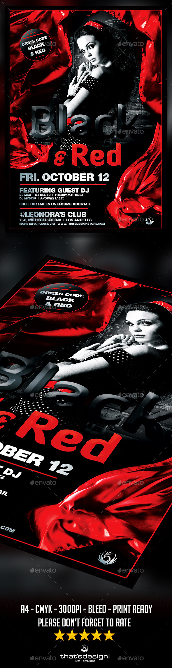 Black and Red Party Flyer Poster Template V2 (Clubs & Parties)