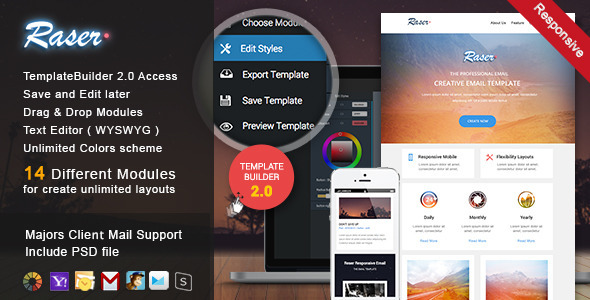 Raser - Responsive Email + MailBuild Online