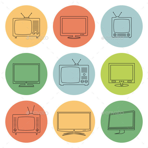 GraphicRiver TV Icons Thin Line Style 11356966 GraphicRiver TV Icons Thin Line Style 11356966