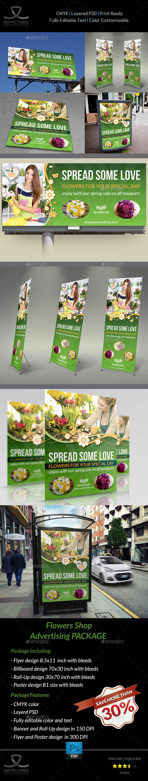 GraphicRiver Flowers Shop Service Advertising Bundle 11357388 GraphicRiver Flowers Shop Service Advertising Bundle 11357388